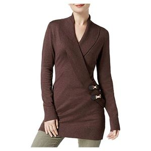 INC surplice buckle tunic sweater